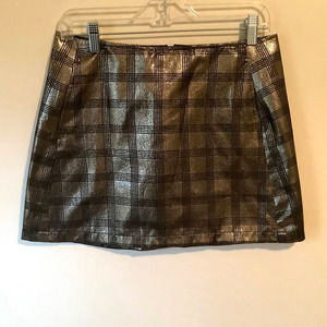 Urban Outfitters Womens Checkered Plaid Metallic Shimmer Pocketed Mini Skirt M